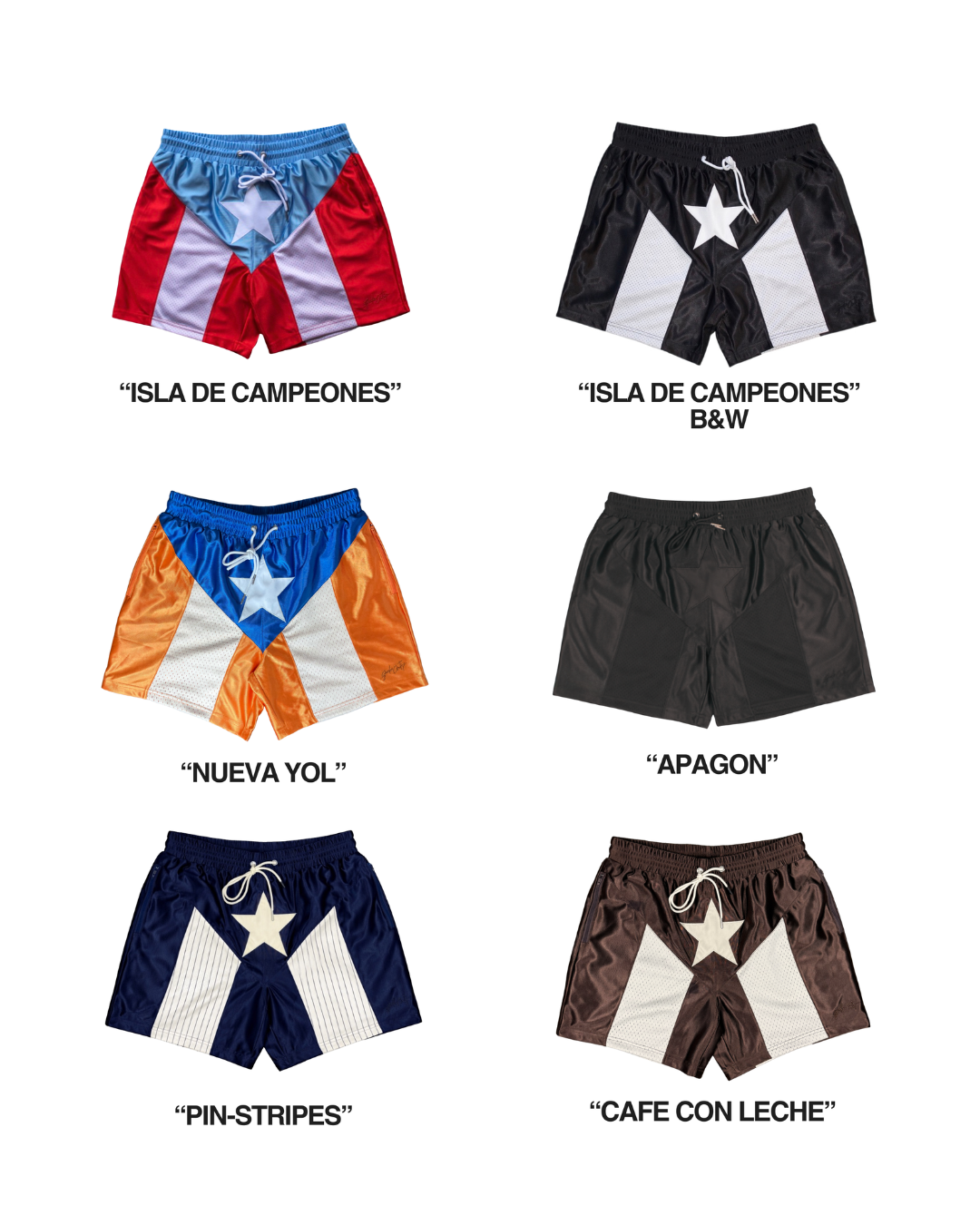 PRE-ORDER "ISLA DE CAMPEONES" OG, B&W, NUEVA YOL, CAFE CO LECHE, APAGON, PIN-STRIPES | BOXING / BASKETBALL SHORT